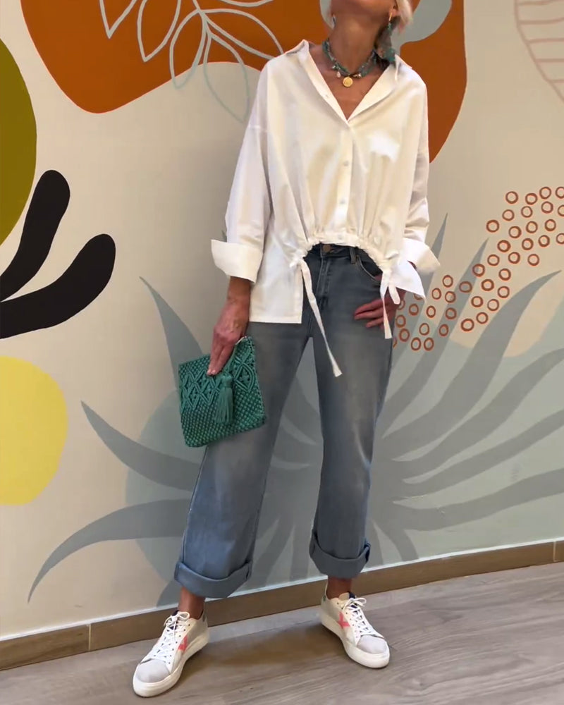 Haut à revers de couleur unie style banlieue