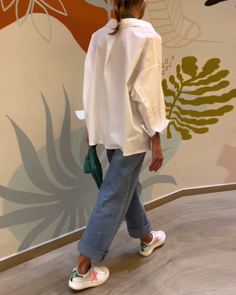 Haut à revers de couleur unie style banlieue