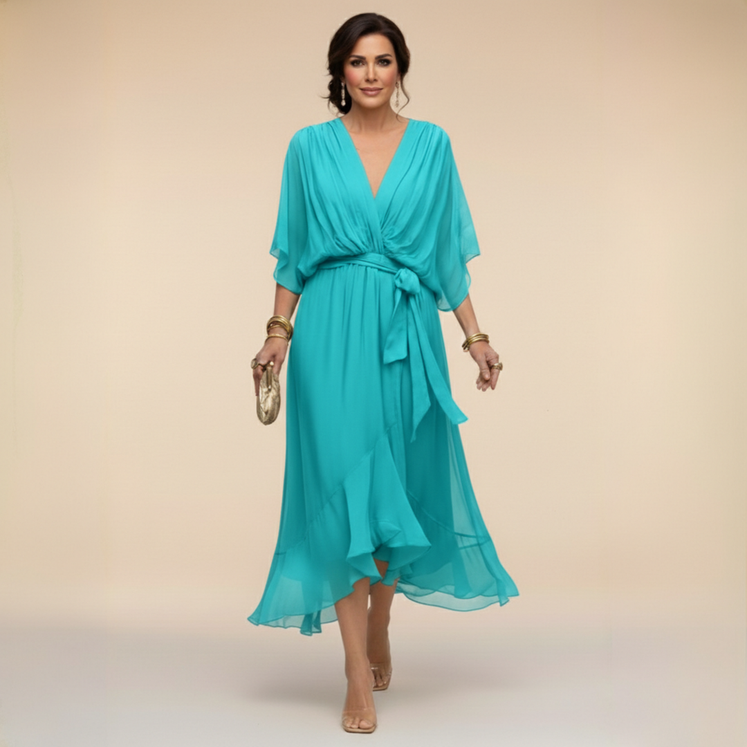 MARTA™ | ROBE EN CHIFFON À ENCOLURE EN V