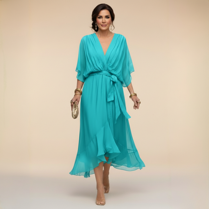 MARTA™ | ROBE EN CHIFFON À ENCOLURE EN V