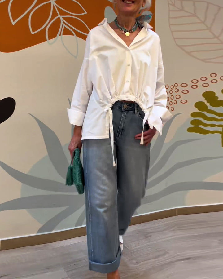 Haut à revers de couleur unie style banlieue