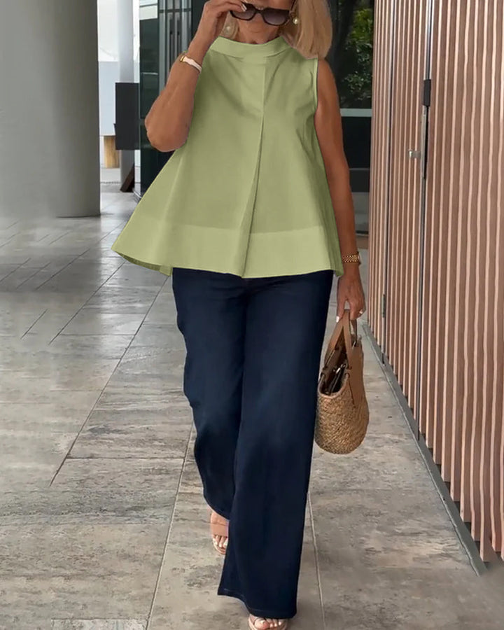 Blouse Sans Manches Unie Simple