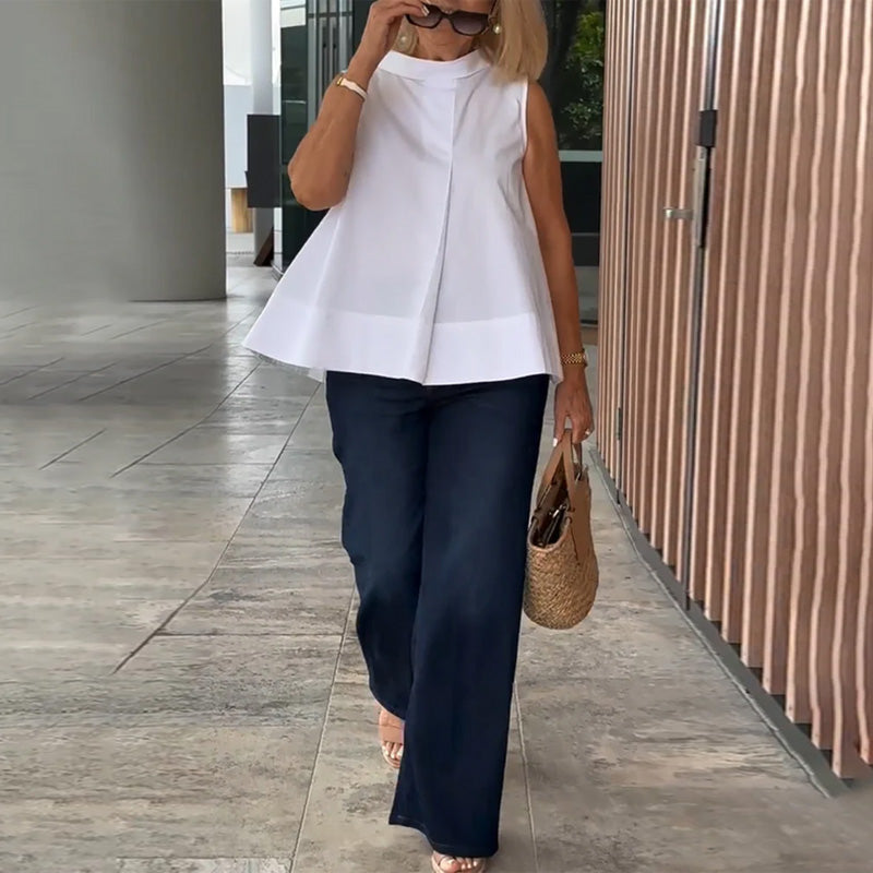 Blouse Sans Manches Unie Simple