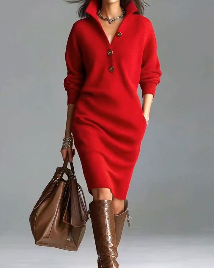Robe pull décontractée de couleur unie pour l'automne et l'hiver