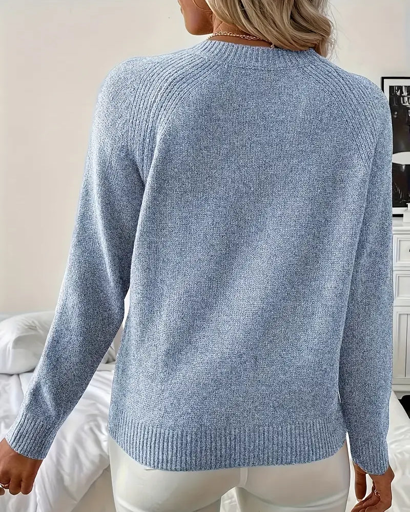 Pull Bouton Décoré Manche Raglan