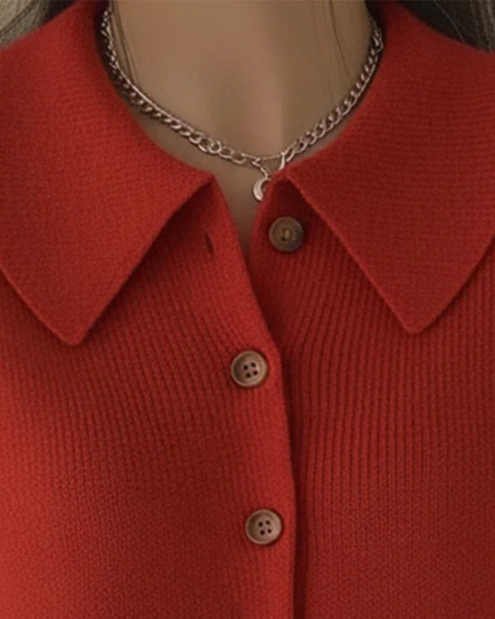 Pull Manches Longues À Revers Boutonnés