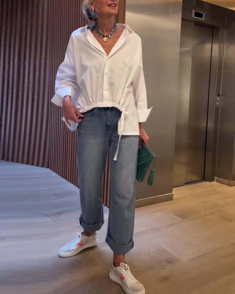 Haut à revers de couleur unie style banlieue