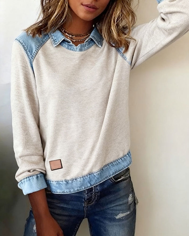 Chemisier à revers tendance à manches longues