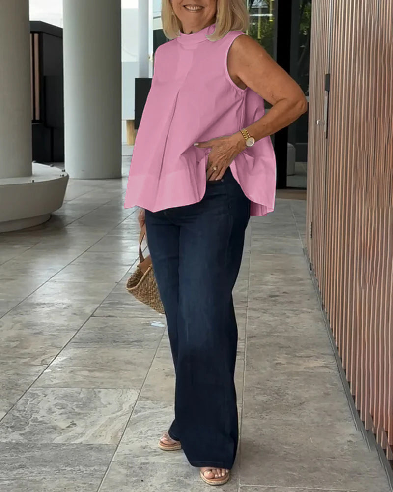 Blouse Sans Manches Unie Simple