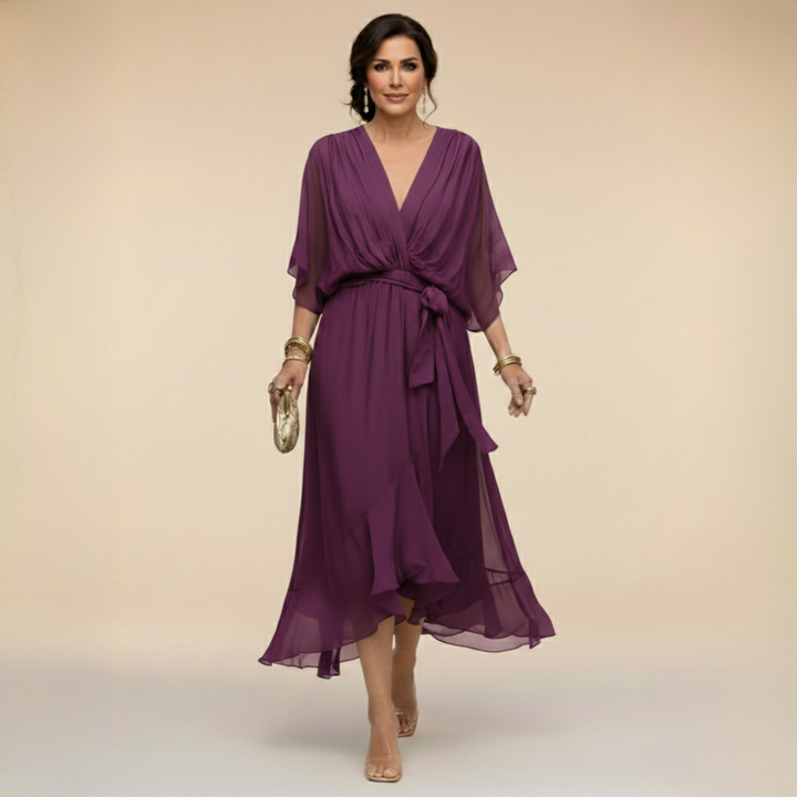 MARTA™ | ROBE EN CHIFFON À ENCOLURE EN V