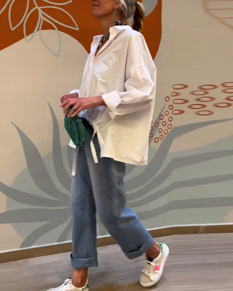 Haut à revers de couleur unie style banlieue