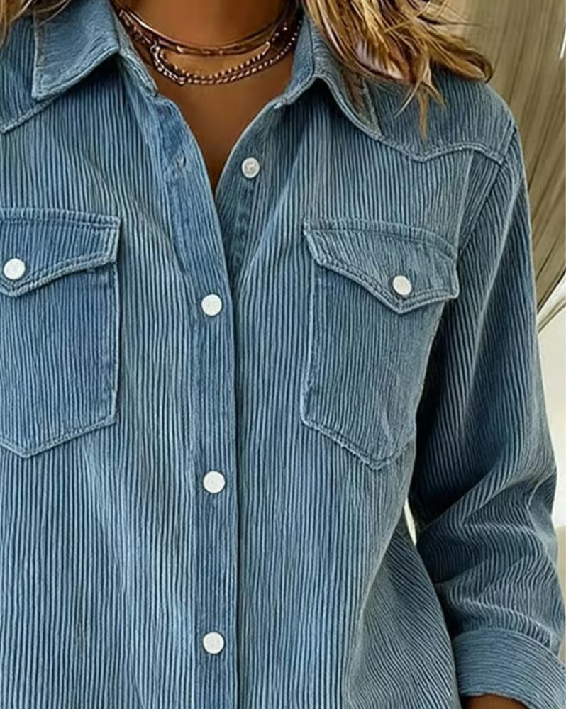 Chemise À Manches Longues À Revers Et Boutonnée