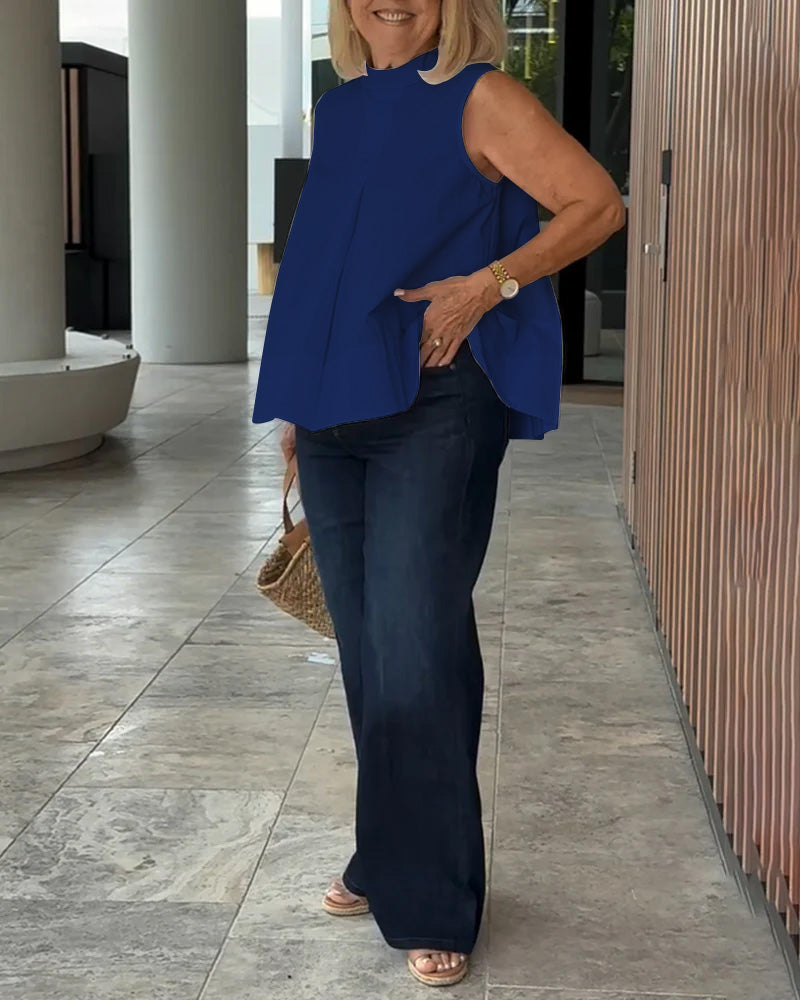 Blouse Sans Manches Unie Simple