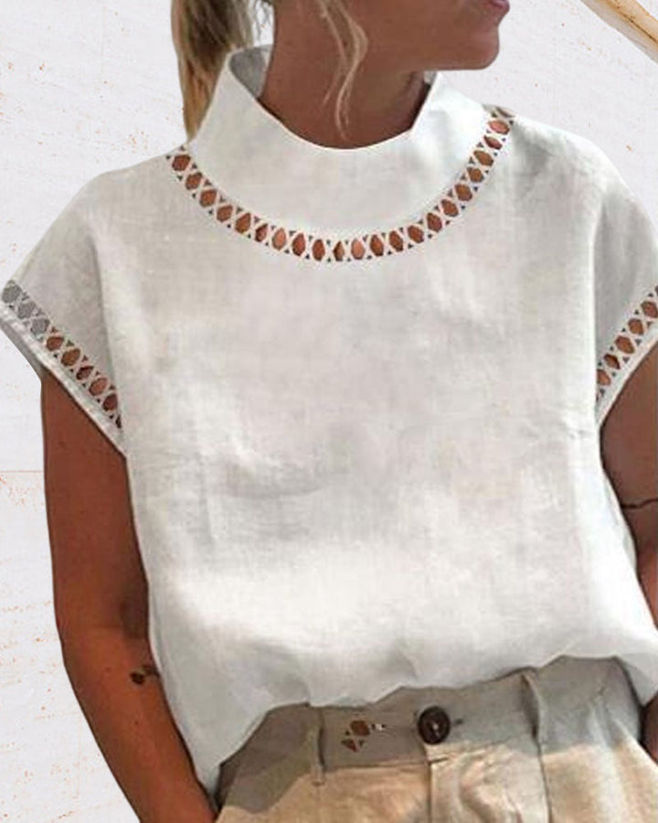 Chemisier col montant en dentelle unie