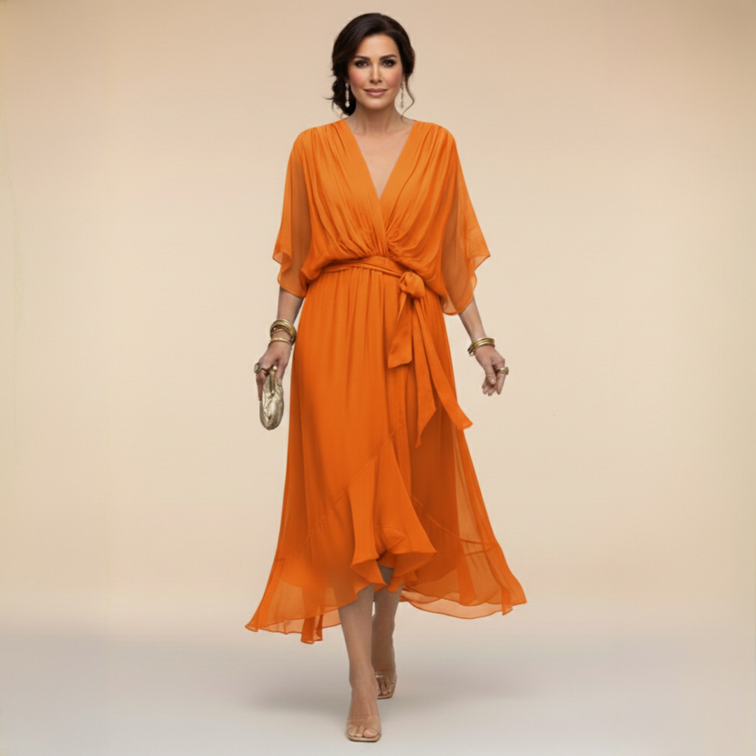 MARTA™ | ROBE EN CHIFFON À ENCOLURE EN V