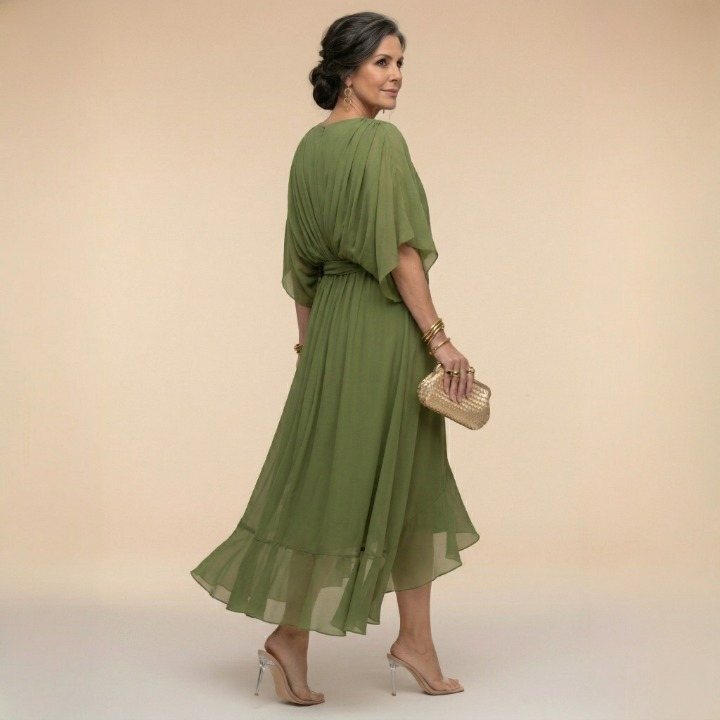 MARTA™ | ROBE EN CHIFFON À ENCOLURE EN V