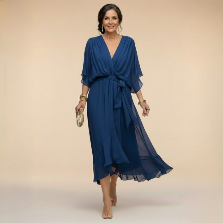 MARTA™ | ROBE EN CHIFFON À ENCOLURE EN V