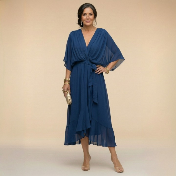 MARTA™ | ROBE EN CHIFFON À ENCOLURE EN V