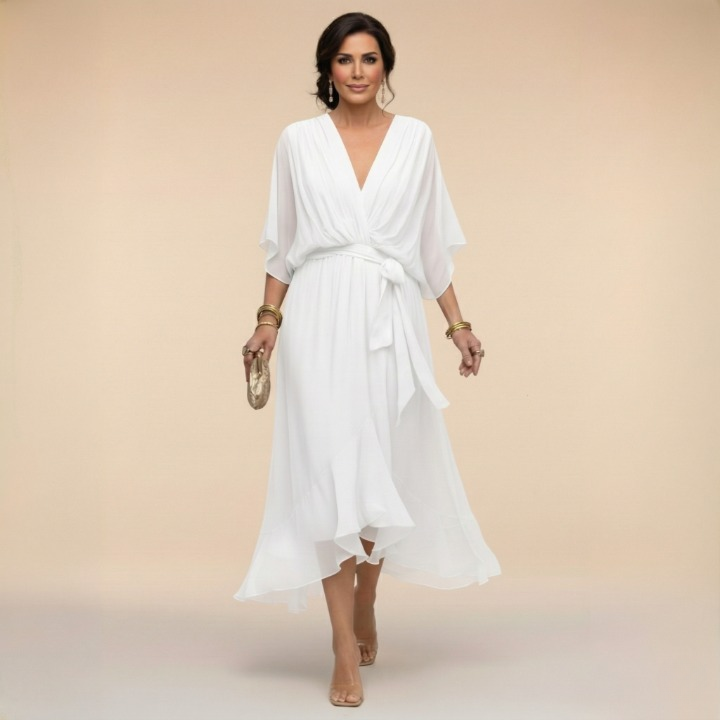 MARTA™ | ROBE EN CHIFFON À ENCOLURE EN V