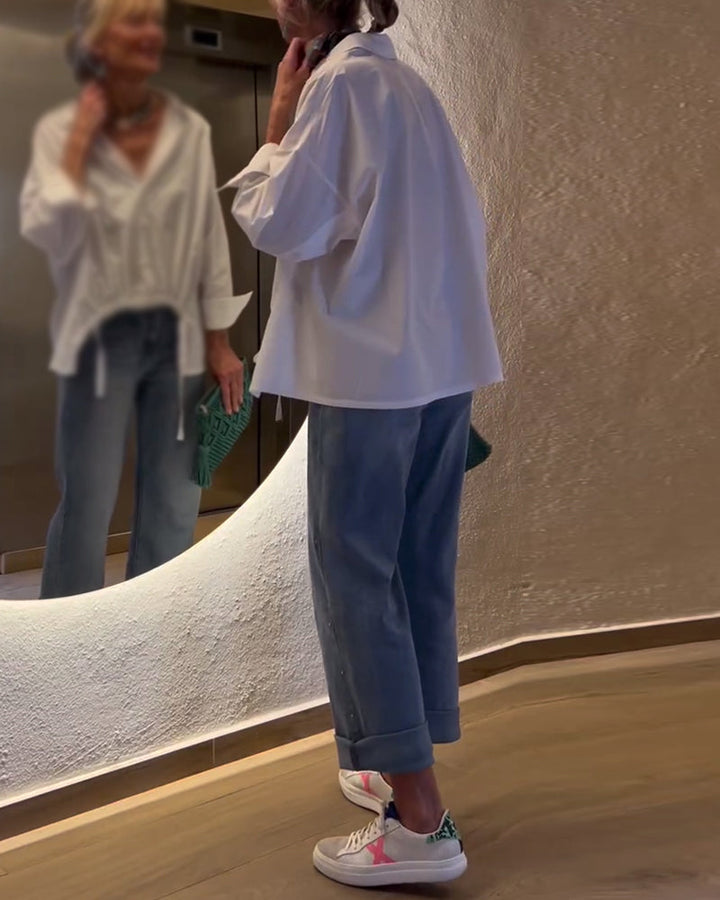 Haut à revers de couleur unie style banlieue