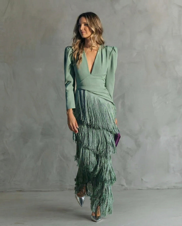 Clara™ | Robe midi élégante à manches longues