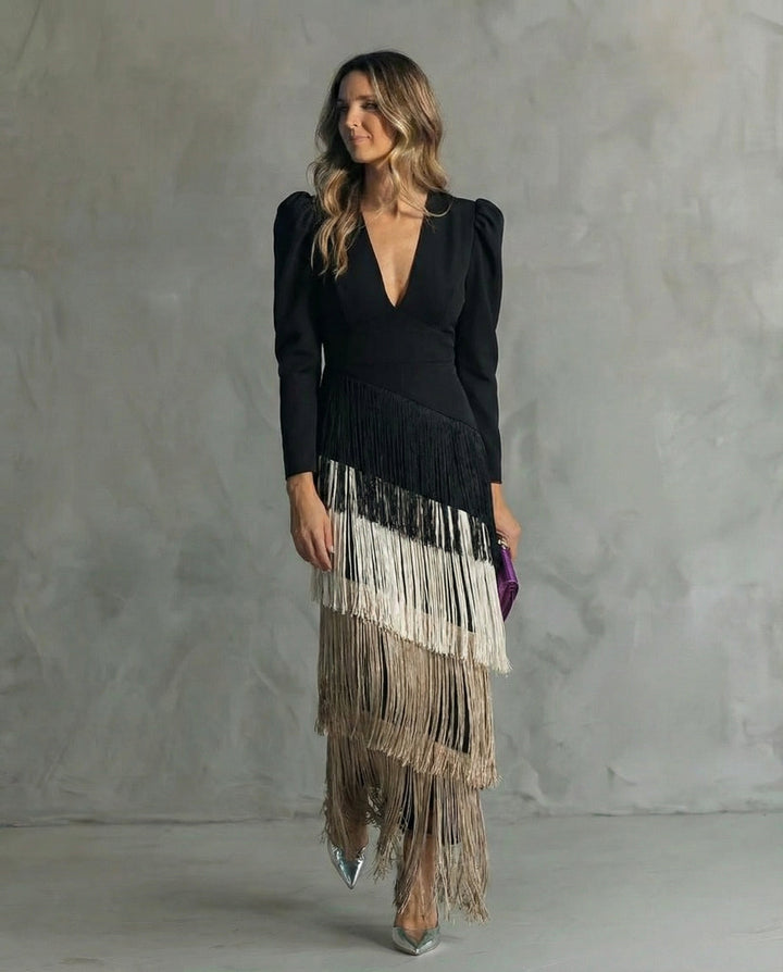 Clara™ | Robe midi élégante à manches longues