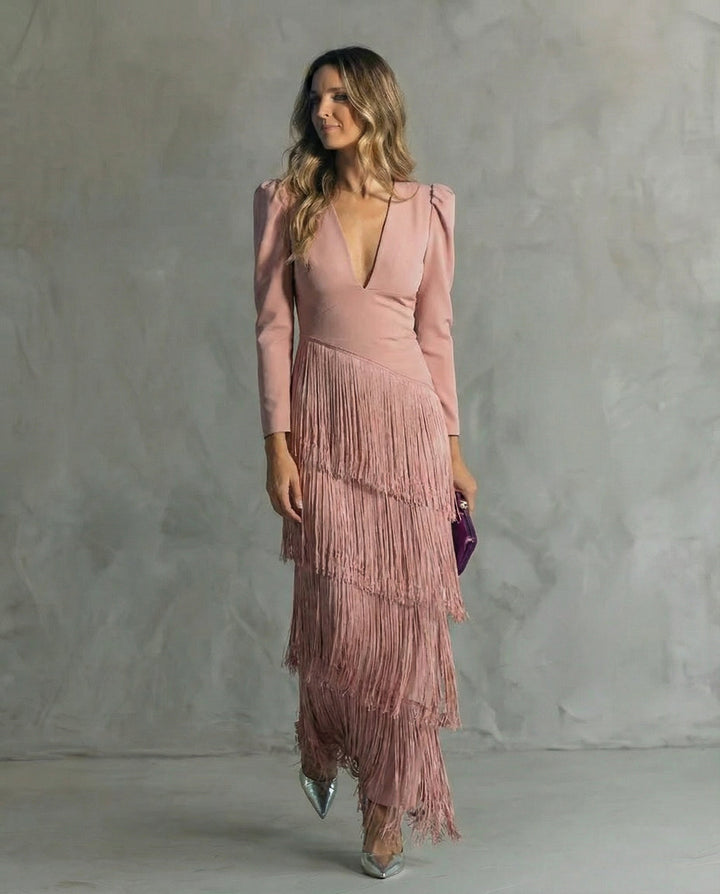 Clara™ | Robe midi élégante à manches longues