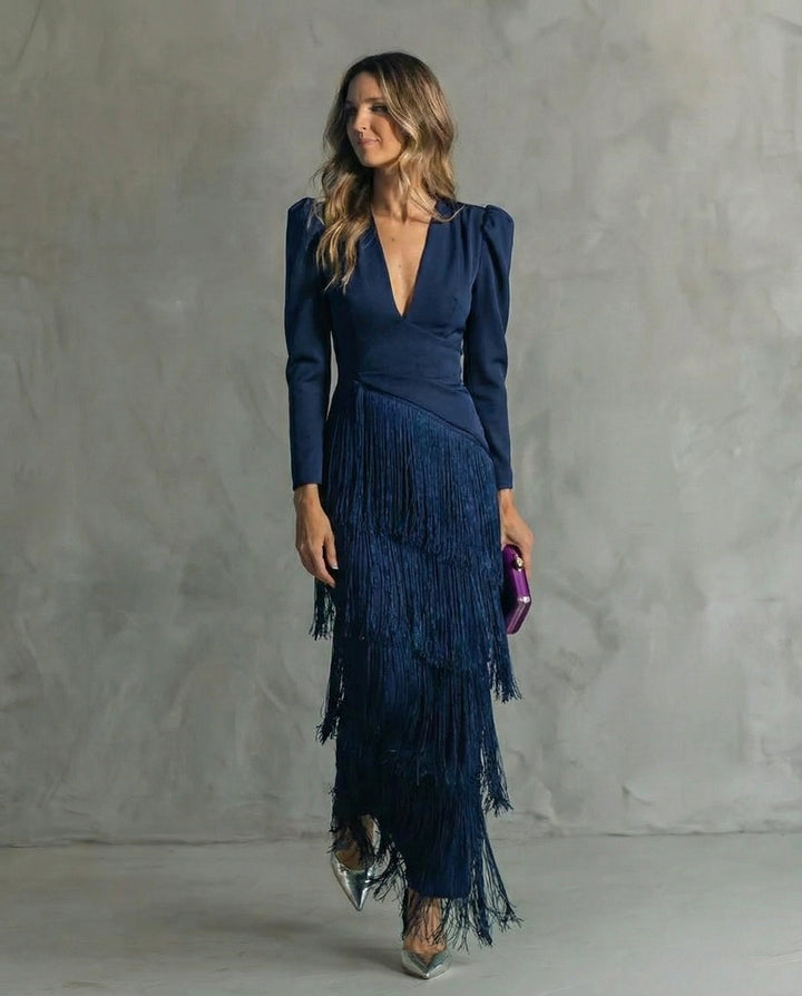 Clara™ | Robe midi élégante à manches longues